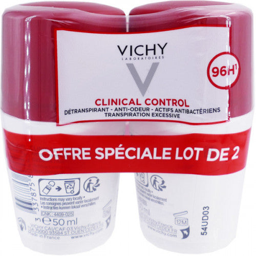 Vichy Clinical Control 48H Roll-On Deodorant - Pack of 2