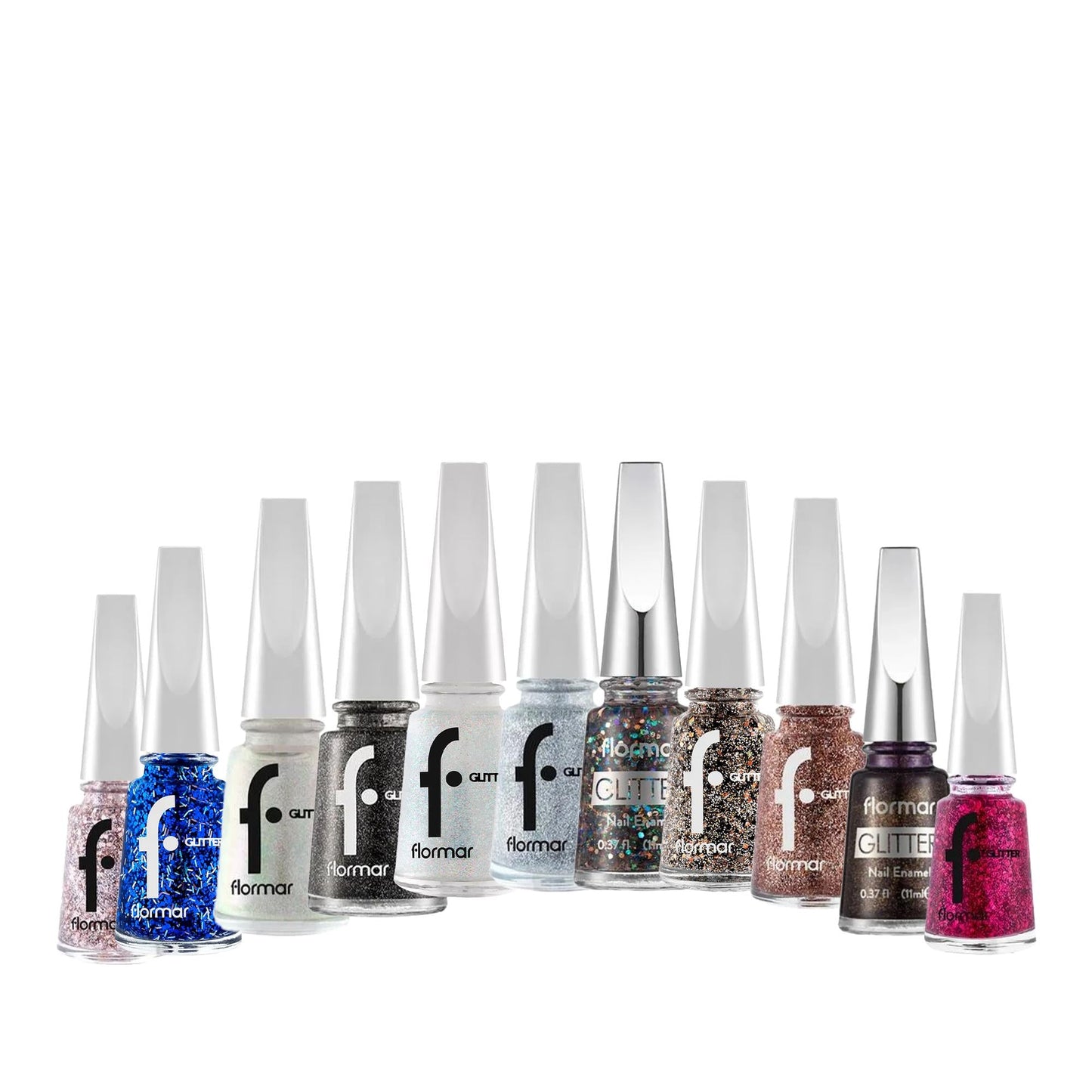 Flormar 11 ml Glitter Semi-Transparent Nail Polish - Adds Sparkle, Enhances Nail Appearance