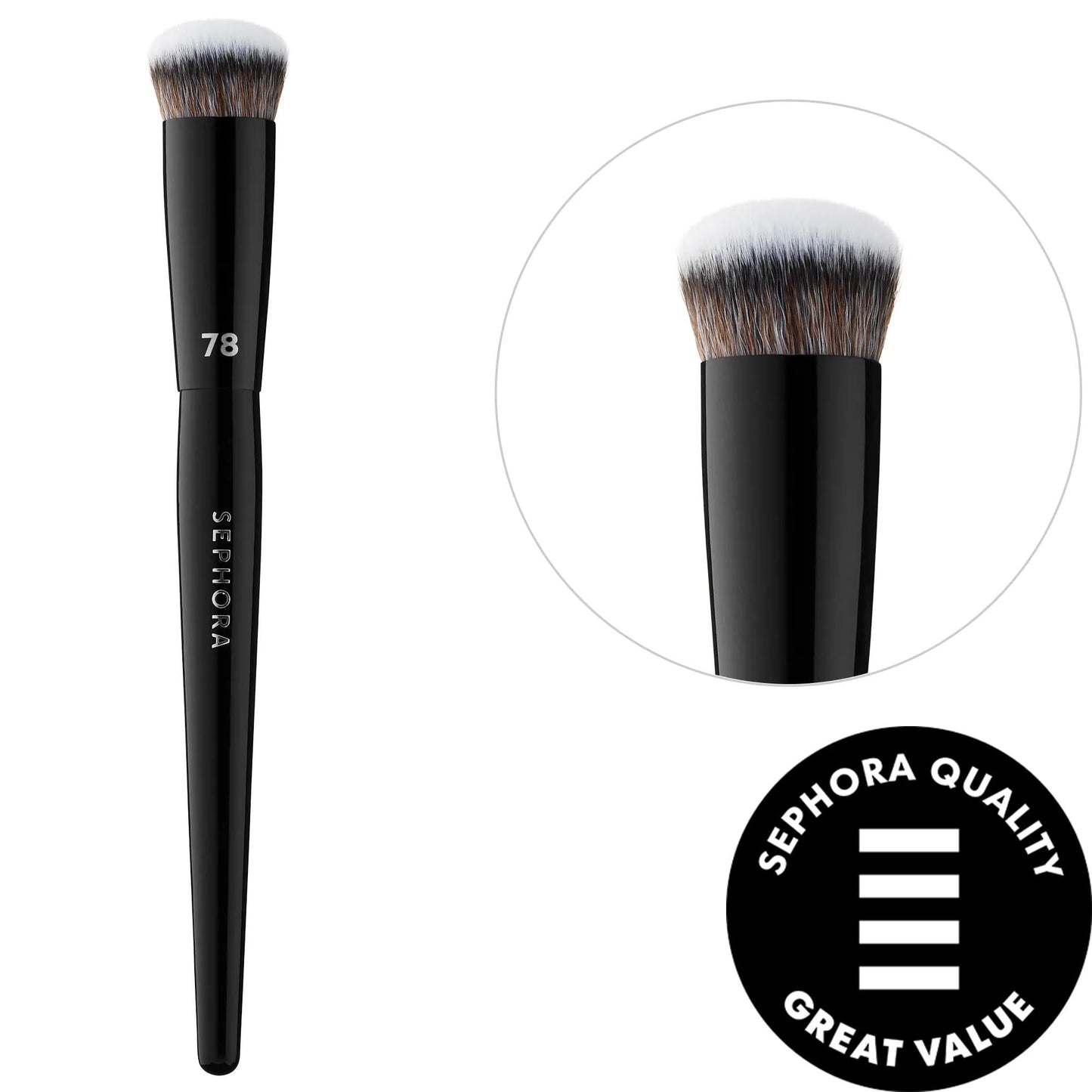 PRO Makeup Brush #78 - Vegan Synthetic Bristles for Precision Buffing & Blending