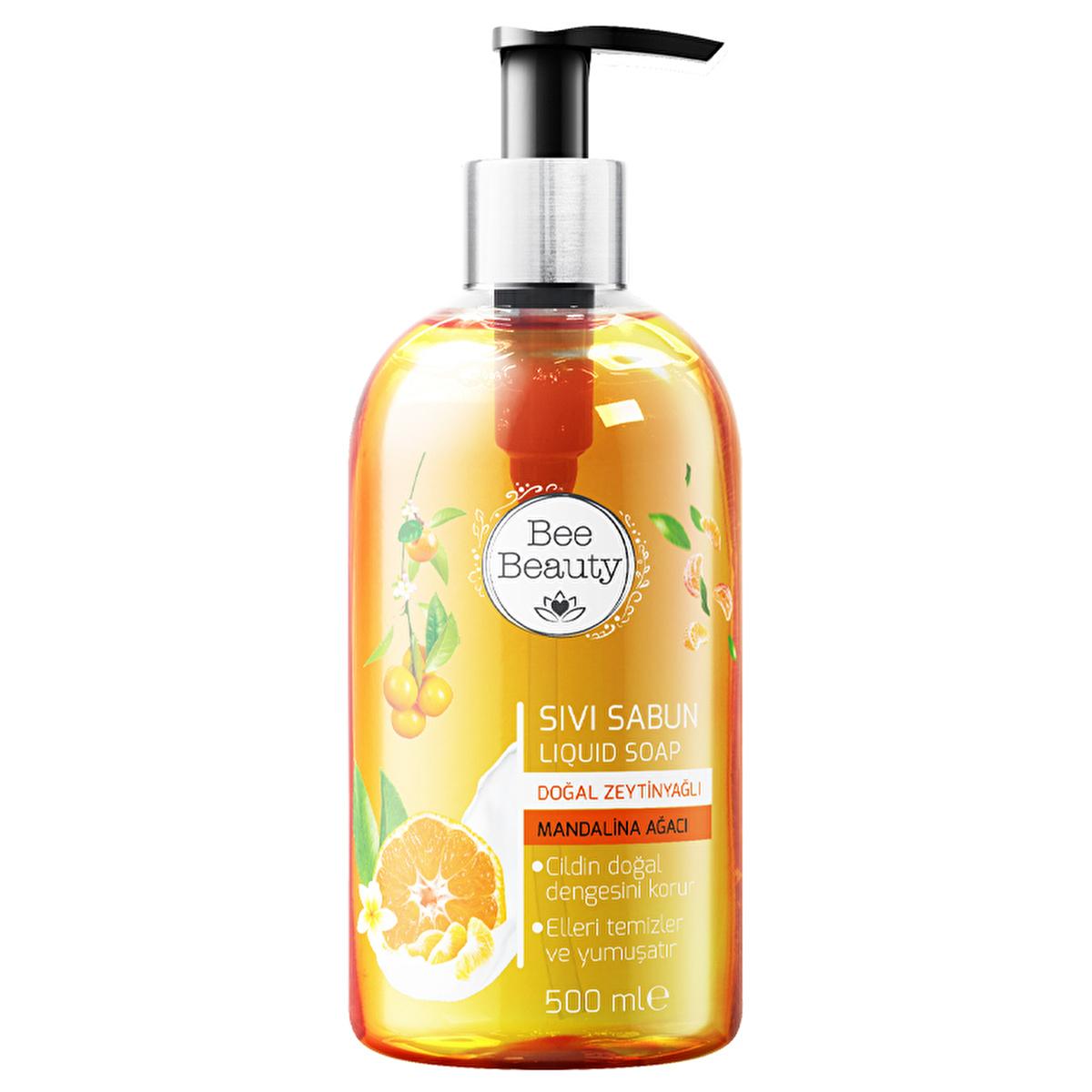 Bee Beauty Mandarin Liquid Hand Soap - Natural Olive Oil, Moisturizing & Refreshing Scent