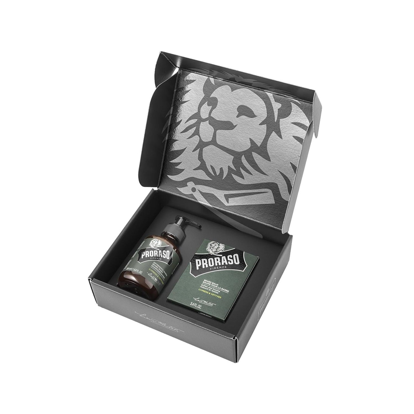 Proraso Cypress & Vetyver Beard Balm & Shampoo Duo for Men - Natural Beard Care Products