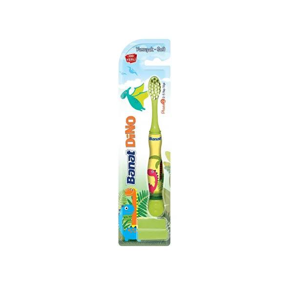 Banat Children's Toothbrush Dino Soft - Gentle on Milk Teeth, Ergonomic Design for Kids Aged 2-5