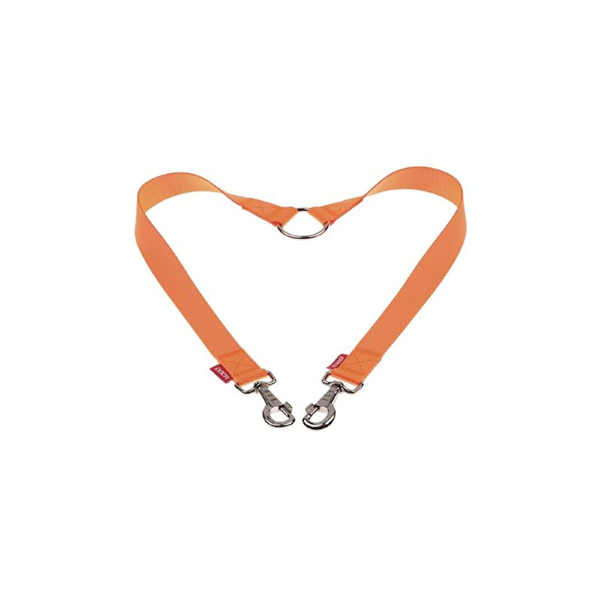 Doca Dokuma - Orange Fabric Double Walking Strap for Pets - Adjustable, Durable & Comfortable