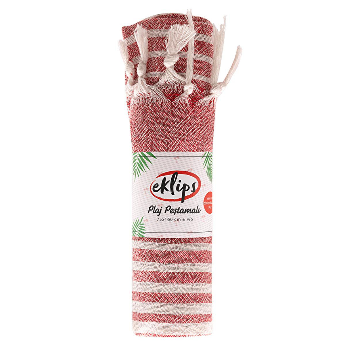 Eklips Red Turkish Towel: Lightweight Peshtemal for Beach, Bath & Travel - Vibrant, Absorbent & Compact