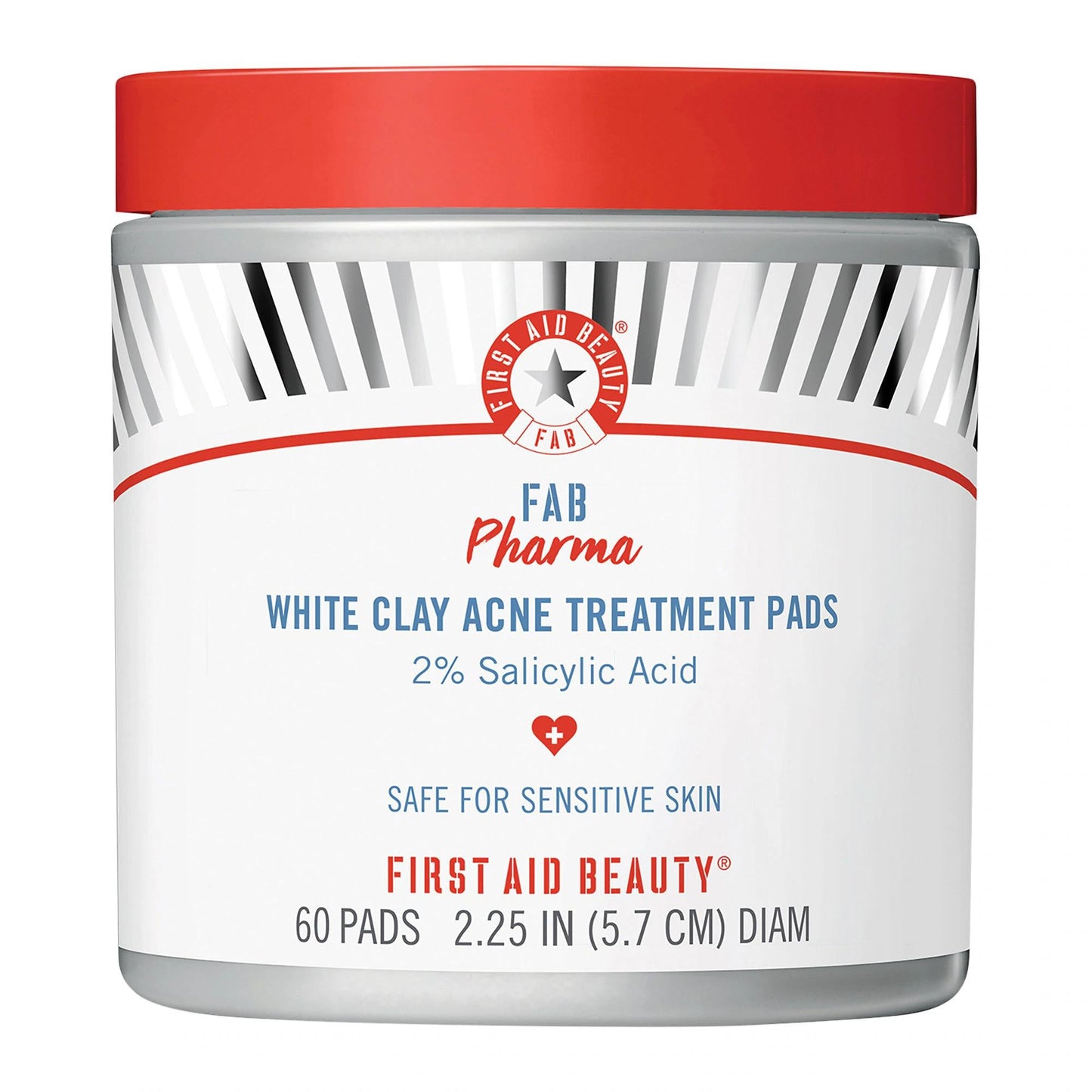 FAB Pharma White Clay Acne Treatment Pads 2% Salicylic Acid - Vegan, Cruelty-Free & Gluten-Free Skincare