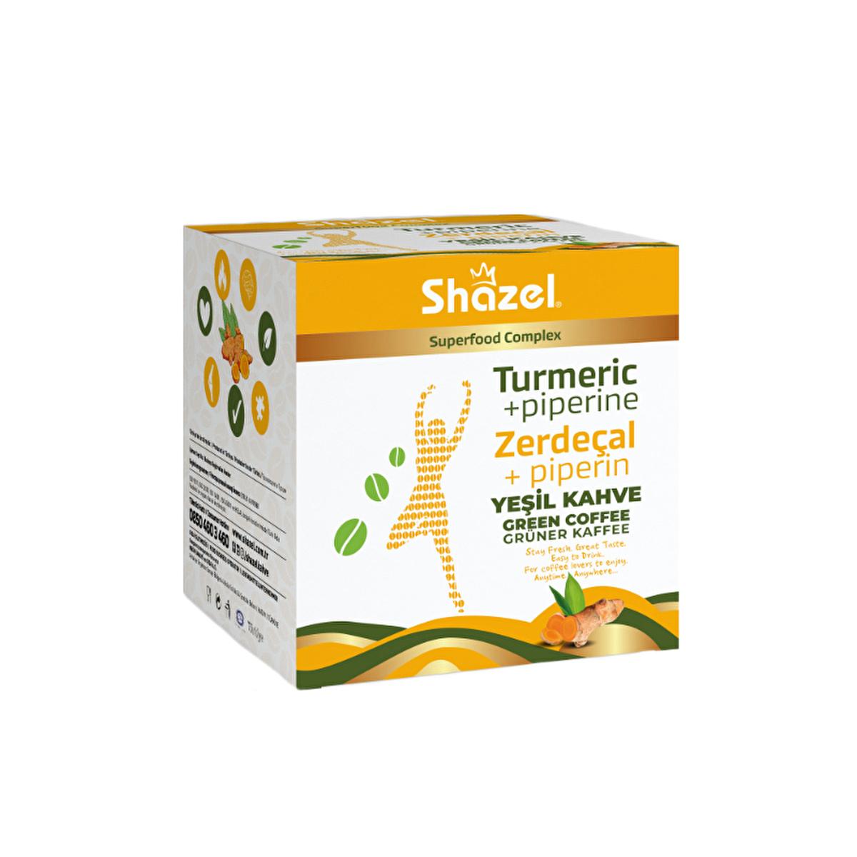 Shazel Green Coffee Turmeric Zerdecal - 14 Sachets - Herbal Coffee Alternative with Natural Sweetener