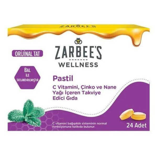 Zarbee's Mint Lozenges with Honey & Zinc 24 Count