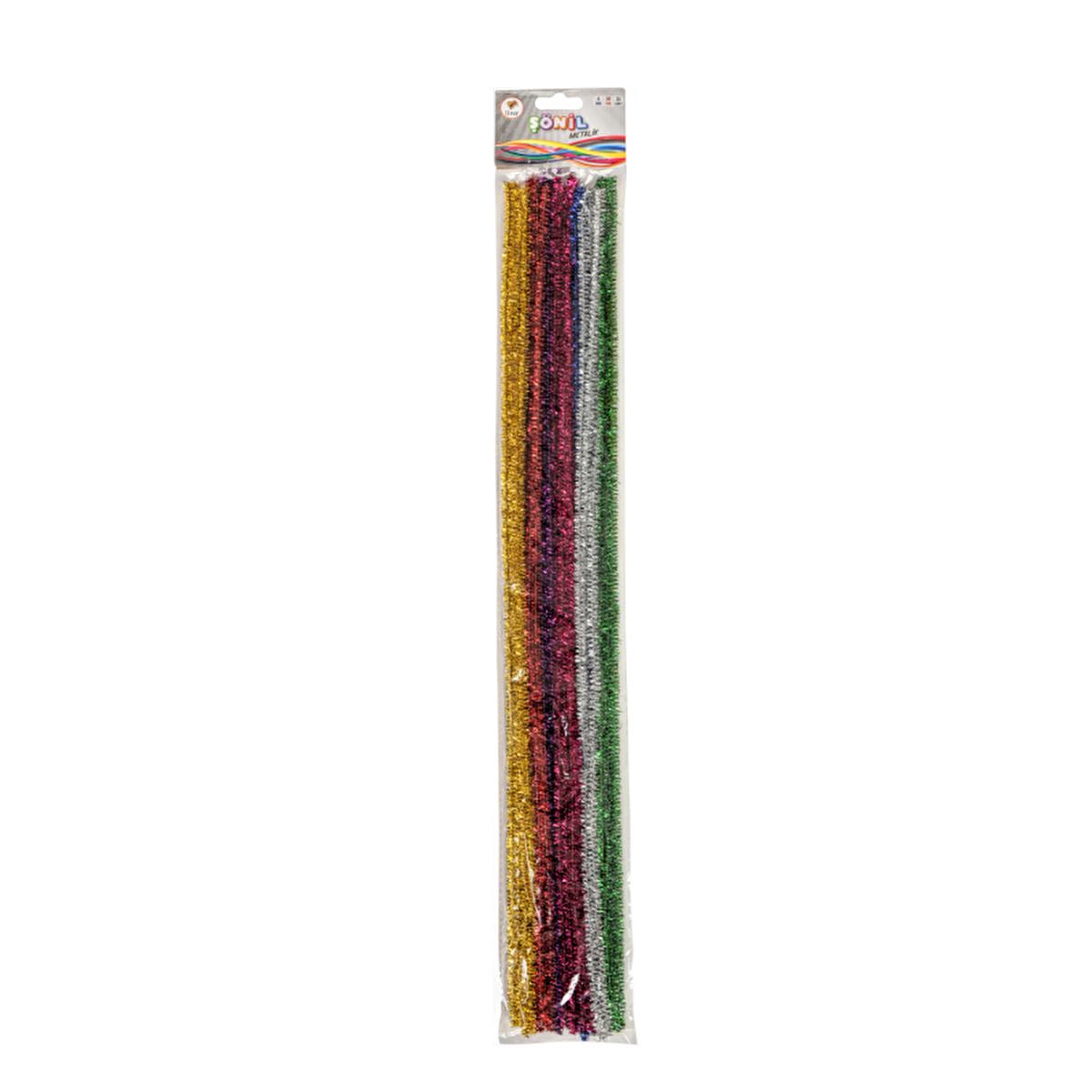 Lino Chenille - Metallic Craft Supply Material for Handicraft Lessons - 25 Units, 50 cm Length, 6 mm Thickness