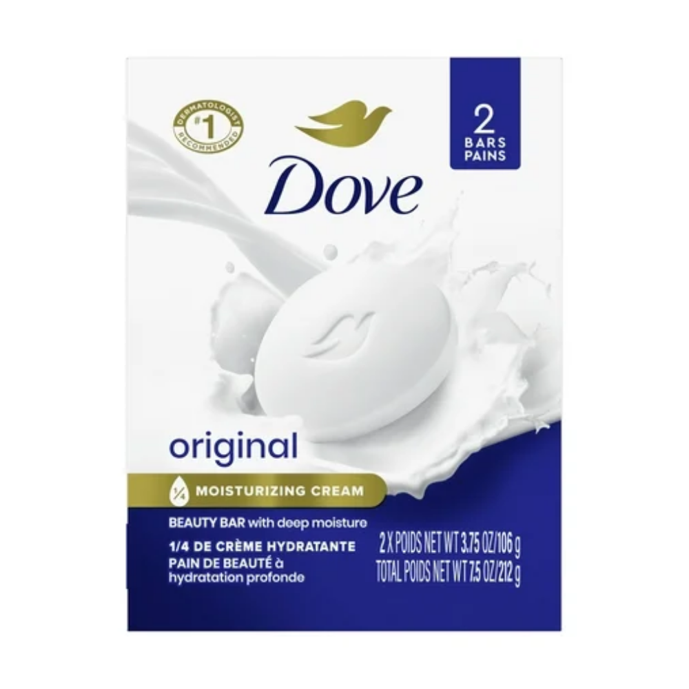 Dove Beauty Bar Soap For Soft, Smooth Skin, Original, With 1/4 Moisturizing Cream, 3.75 oz 2 Bars