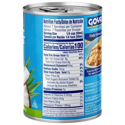 Leche de Coco GOYA  sin Endulzar para Cocinar y Hornear| 13.5 fl oz
