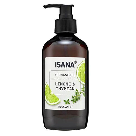 Isana Vegan Liquid Hand Soap with Glycerin - Lemon & Thyme Scent, 11.87 fl oz - Eco-Friendly, Dermatologically Tested