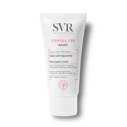 SVR Topialyse Hand Cream 50ml - Moisturizing, Non-Greasy Hand Cream for Dry Skin with Omega 3, 6, 9 & Shea Butter