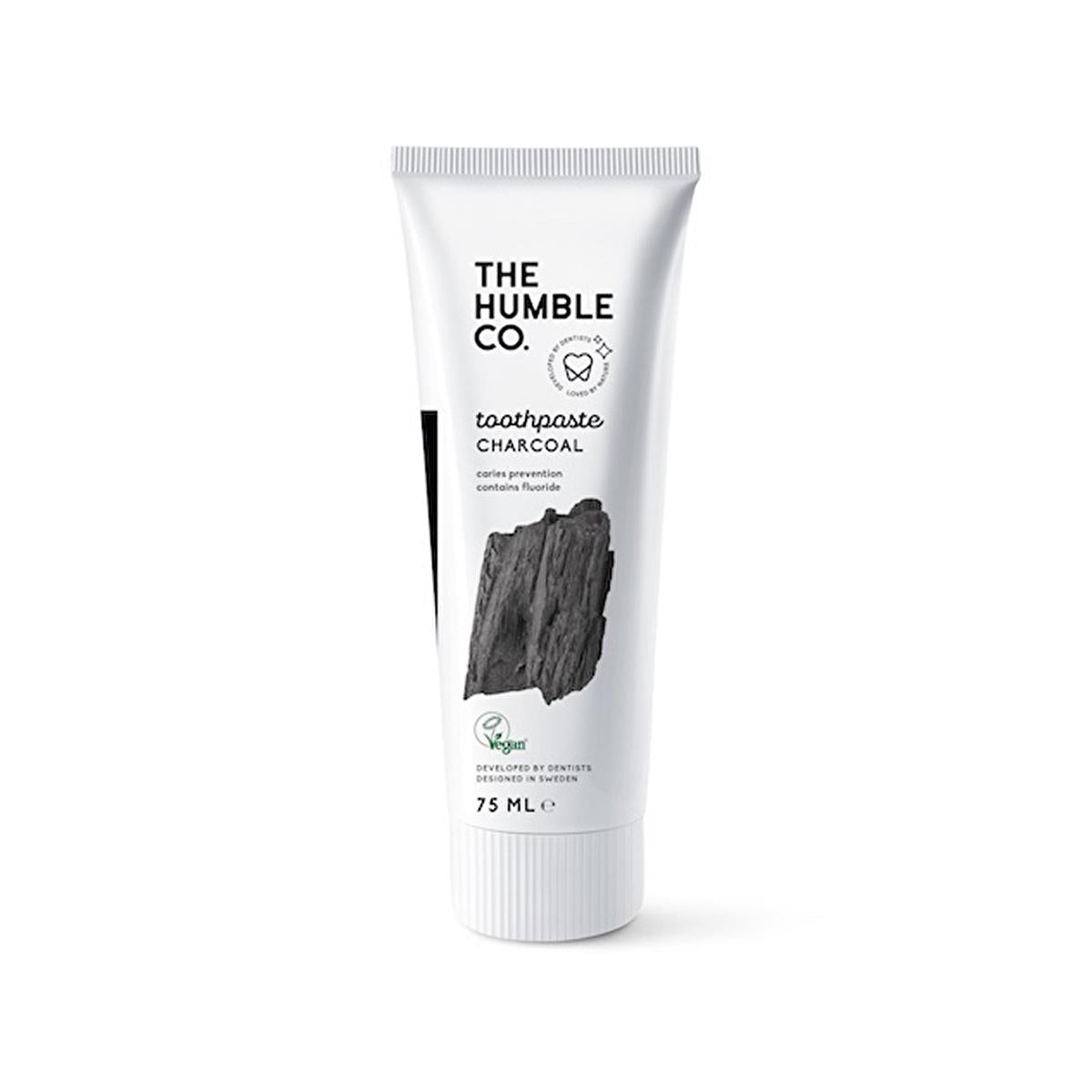 Humble Brush Charcoal Toothpaste 75ml - Natural Whitening, Vegan & Gluten-Free Oral Care