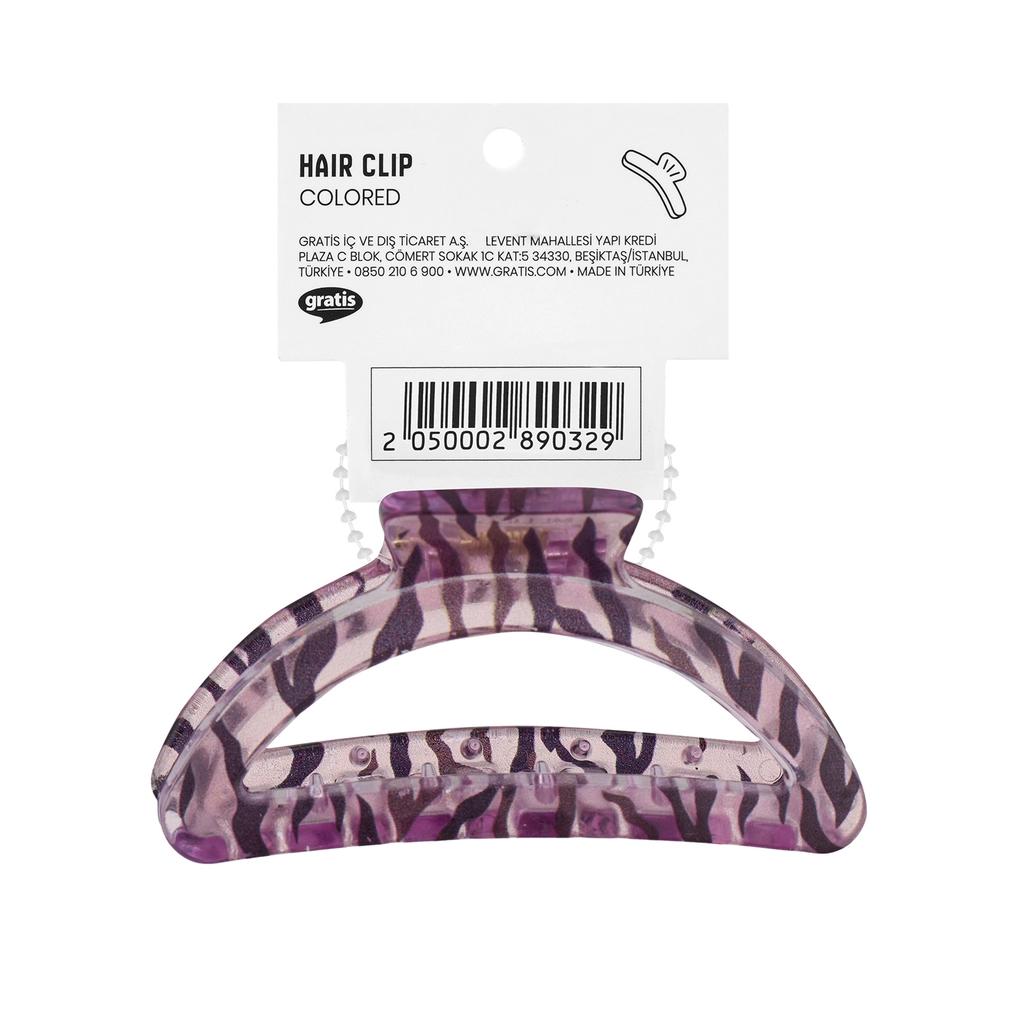 Eklips Purple Zebra Oval Claw Clip for Secure Hair Styling