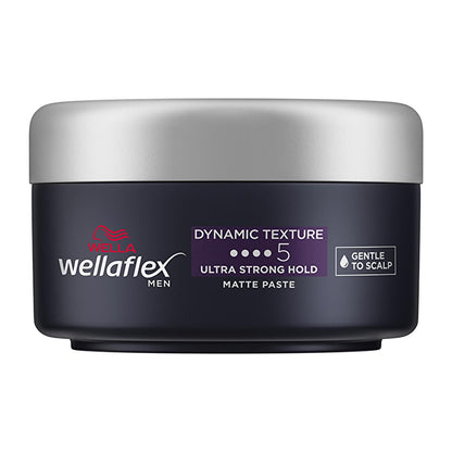Wella Wellaflex Men's Dynamic Texture Matte Hair Paste - Ultra Strong Hold, Vegan Hair Wax for Long-Lasting Texturized Styles