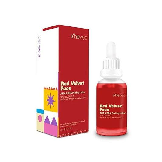 She Vec: AHA BHA Red Velvet Facial Peeling Serum - Exfoliating, Anti-Aging, Acne Scar & Hyperpigmentation Treatment - 30ml