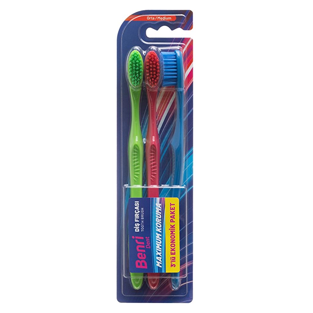 Benri Dent Manual Toothbrush 3-Pack for Daily Clean