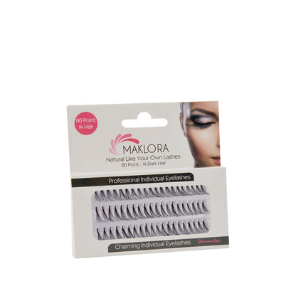 Maklora Natural 80-Piece Individual Lashes Medium - Individual False Lashes for Enhanced Eye Makeup