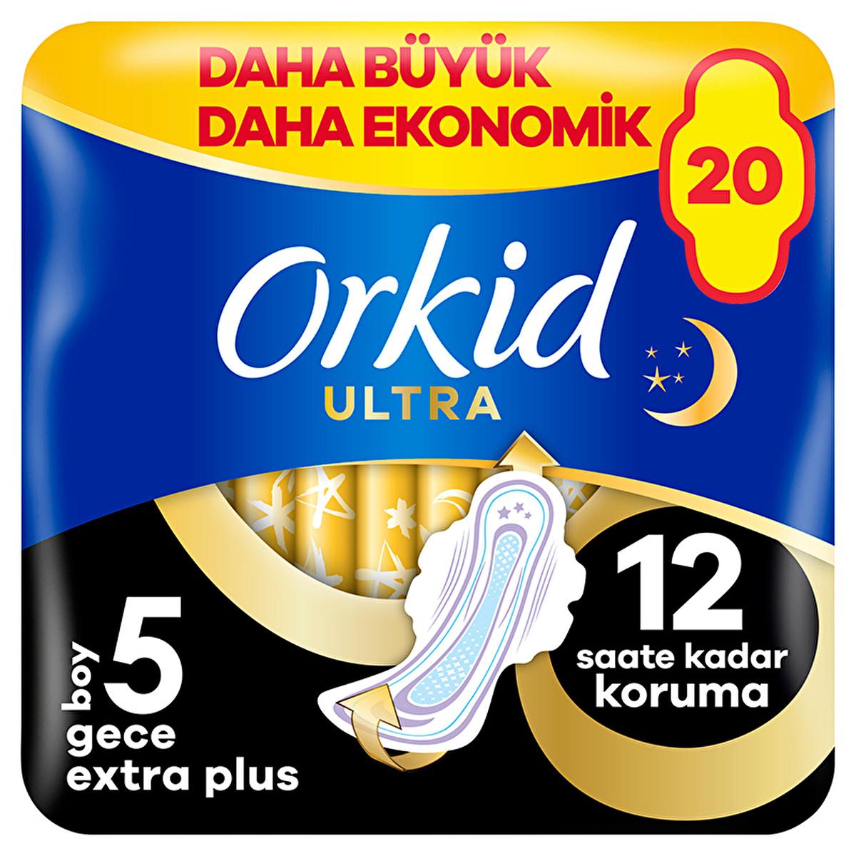 Orkid Overnight Hygienic Pads Extra Absorbency for Heavy Flow Nights - 20 Count