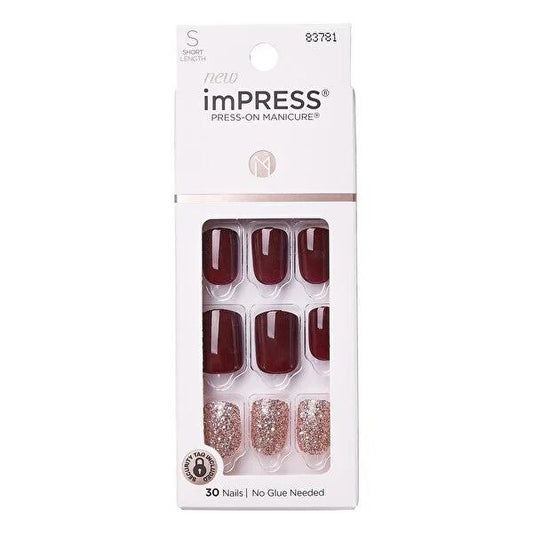 Impress Adhesive Press On False Nails - Quick & Easy 5-Minute Manicure, Damage-Free Fake Nails with 30 Sizes