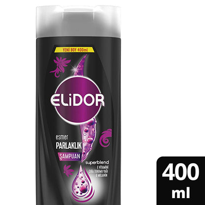 Elidor Brunette Hair Shampoo for Dark Hair Shine - E Vitamin & Chia Seed Oil - Strengthening & Revitalizing - 13.53 fl oz