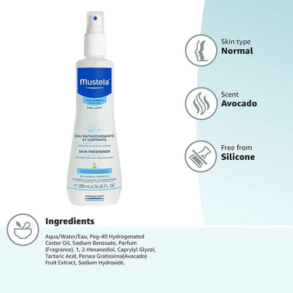 Mustela Baby Hair Styler & Body Freshener Spray 200ml - Gentle Detangling & Refreshing for Newborns