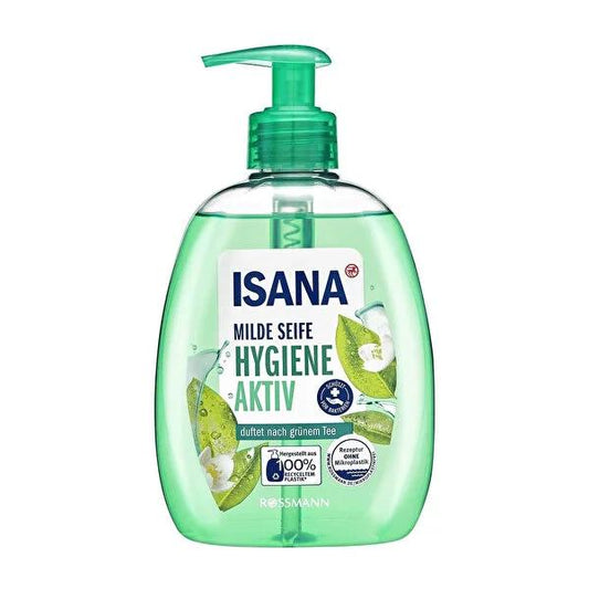 Isana Liquid Hand Soap - Green Tea Scented, Dermatologically Tested, Eco-Friendly Packaging
