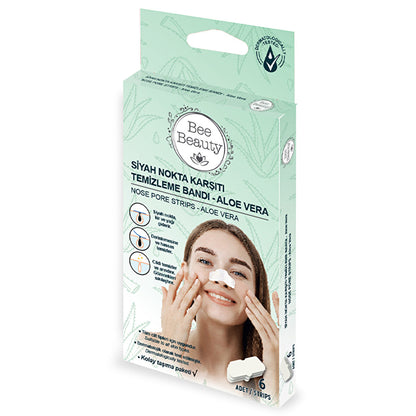 Bee Beauty Aloe Vera Blackhead Strips 6 Pack - Gentle Exfoliation | Dermatologically Tested