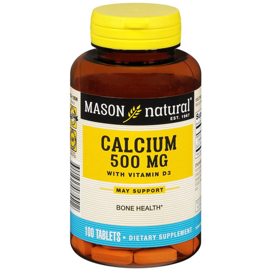 Mason Natural® Oyster Shell Calcium 500 mg with Vitamin D3 – 100 Tablets