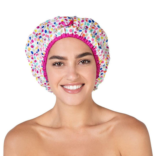 Betty Dain Fashionista Collection Mold Resistant Lined Shower Cap, Deco Dots