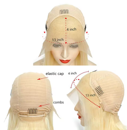 Honey Blonde Short Bob 18' Swiss Lace Front Brazilian Human Unprocessed Remy Hair