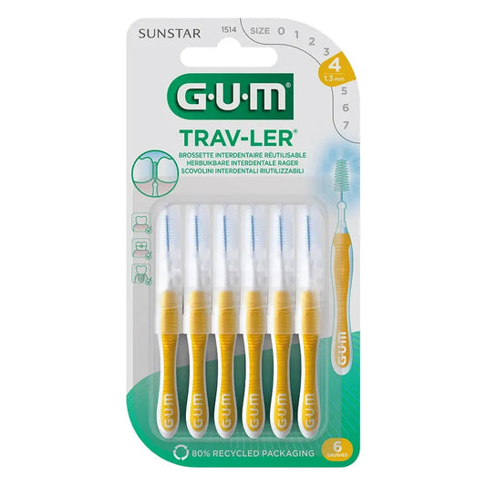 GUM Trav-Ler Interdental Brushes Size 4 1.3mm x6