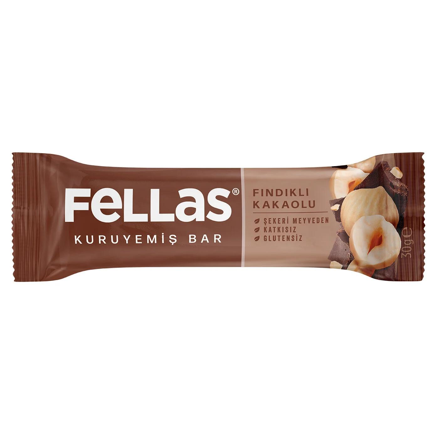 Fellas Hazelnut & Cocoa Nut Bar Delicious Fiber Snack 30g