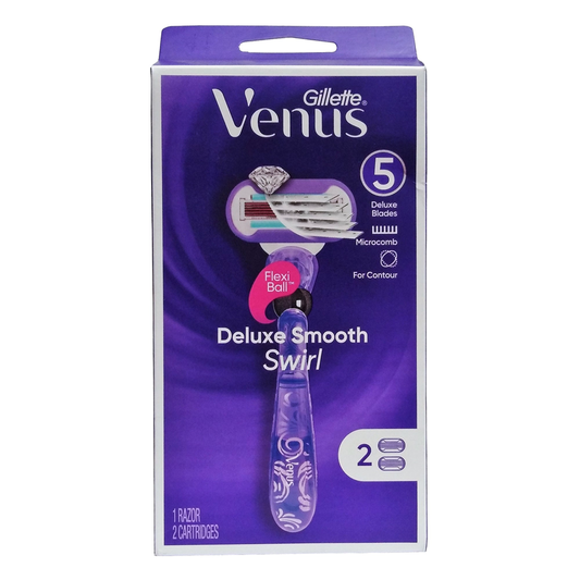Gillette Venus Deluxe Smooth Swirl Razor 2 Pc Box