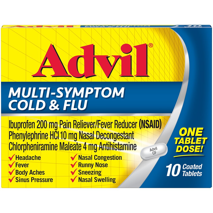 Advil Multi-symptom Cold & Flu Coated Tablets 10 Tabs