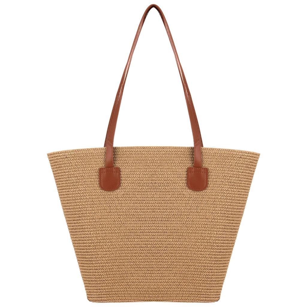 Eklips Beige Straw Beach Bag for Summer Travel