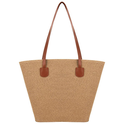 Eklips Beige Straw Beach Bag for Summer Travel