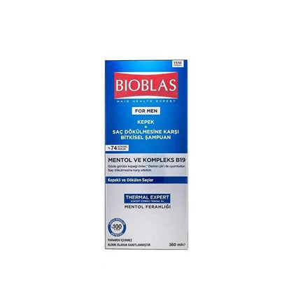 Bioblas Thermal Expert Men Anti-Dandruff Shampoo for Hair Loss - Zinc & Menthol Formula, 12.17 fl oz