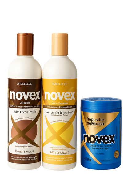 Novex Chococare & Chococlean Shampoo With Cocoa Protein And Mass Reposition Hair Mask Set