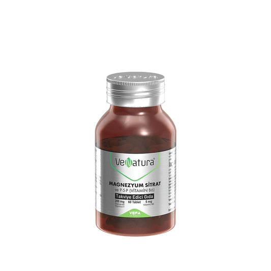 VeNatura Magnesium Citrate Vitamin B6 Supplement - Supports Muscle Function & Energy Production - 60 Tablets