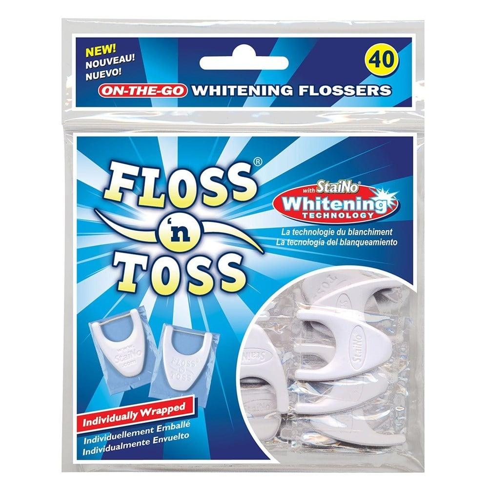 Staino Floss 'n Toss Dental Floss Picks - 40 Individually Wrapped Picks for Optimal Oral Hygiene