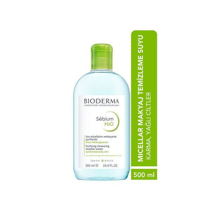 Bioderma Sebium H2O Micellar Water for Oily and Acne-Prone Skin - Gentle Makeup Remover & Cleanser, Dermatologically Tested, 16.91 fl oz
