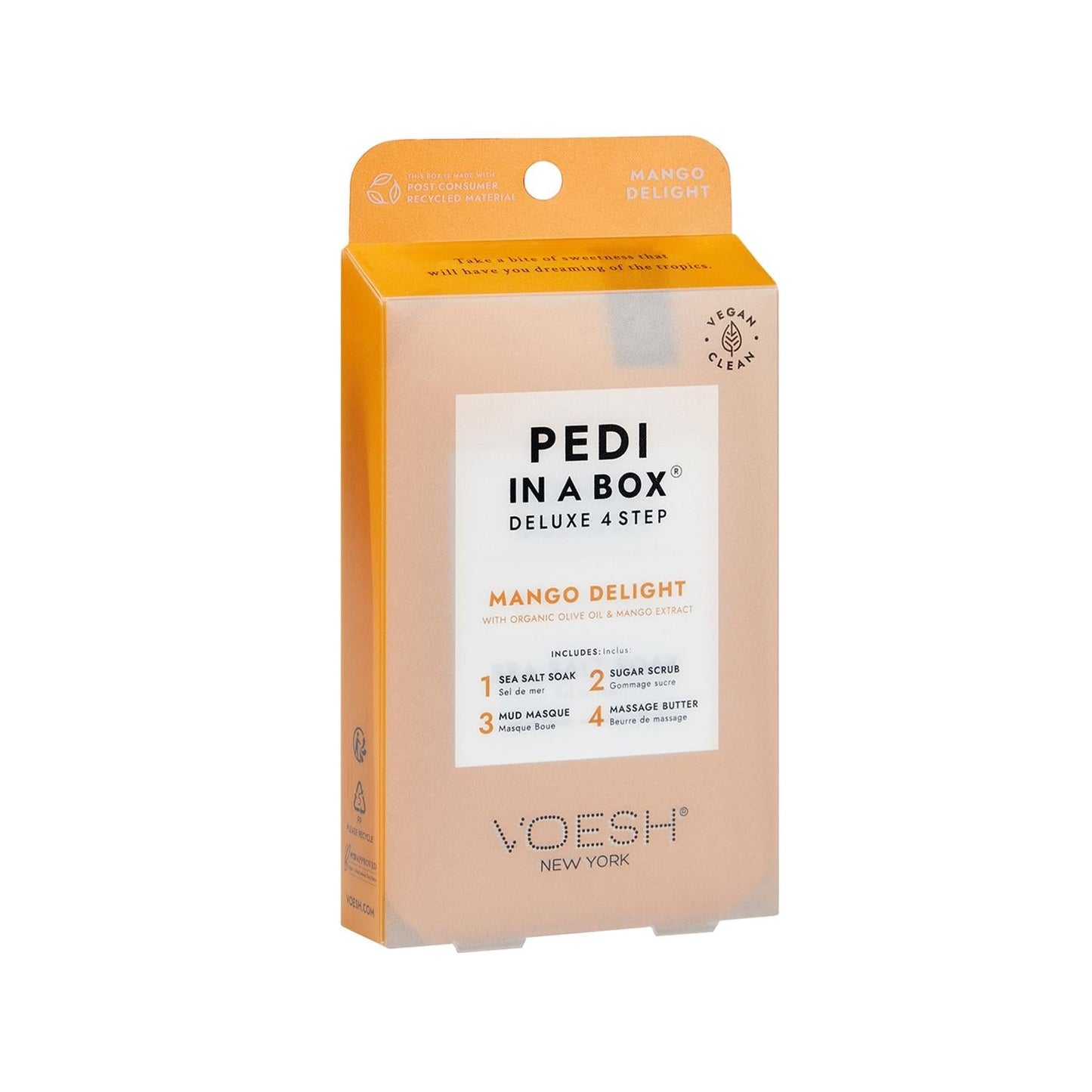 Voesh New York Deluxe Pedicure Set - 4 Step At-Home Pedicure Kit with Mango Scent