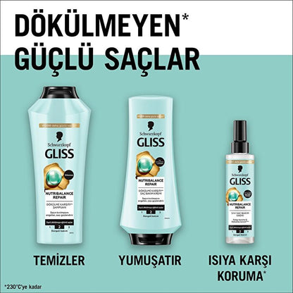Gliss Nutribalance Repair Shampoo 13.5oz - Strengthening Formula | Salon Quality