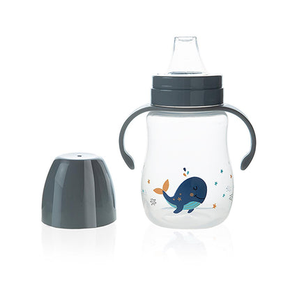 Babyjem Spill-Proof Baby Sippy Cup - 8.45 fl oz, Grey - Easy Transition from Bottle to Cup for Babies Aged 6-18 Months