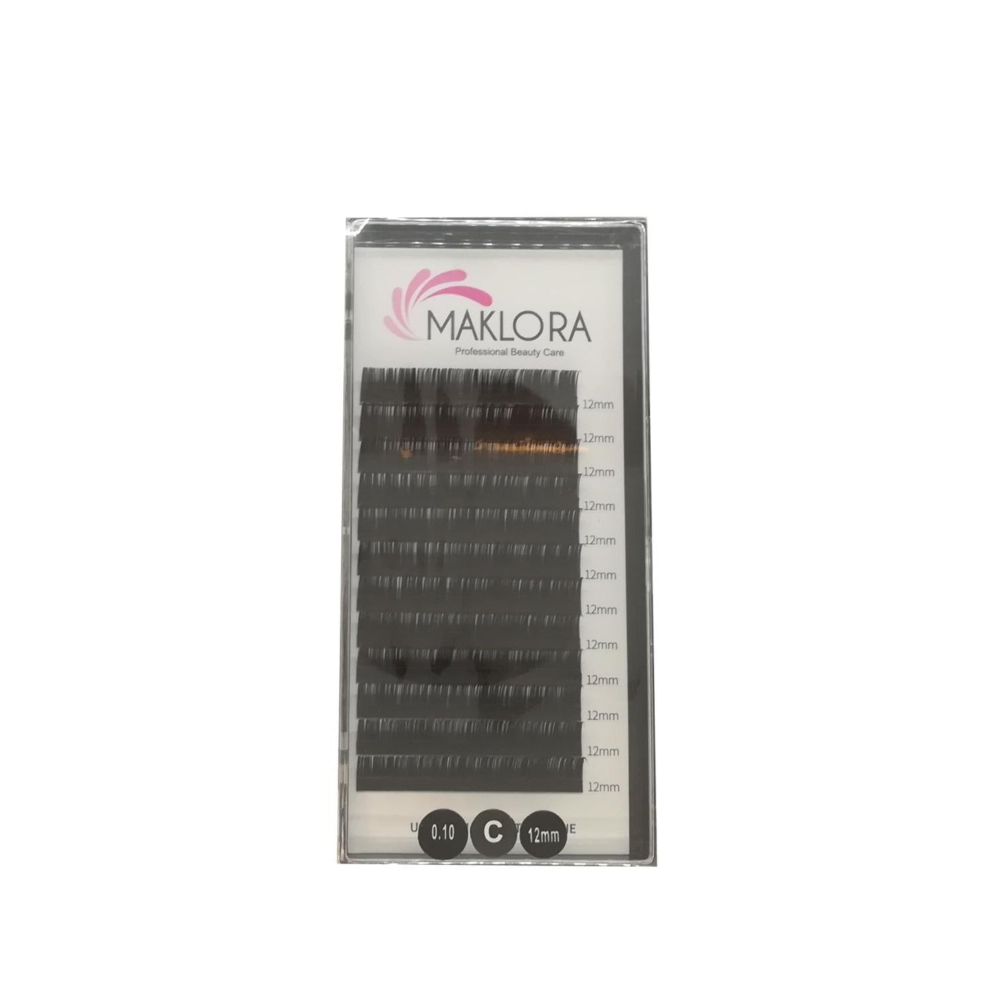 Maklora Eyelash Extensions, Volume C Curl Synthetic Silk Lashes - 0.07 Thickness, 12mm Length