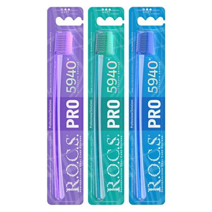 ROCS PRO 5940 Soft Toothbrush for Adults - Gentle Oral Care for Sensitive Teeth and Gums