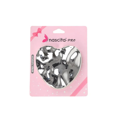 Nascita Metallic Silver Heart Compact Mirror for Purse 1 Count