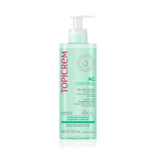 Topicrem Purifying Cleansing Gel for Oily & Sensitive Skin - Gentle, Paraben-Free Facial Cleanser - 13.53 fl oz
