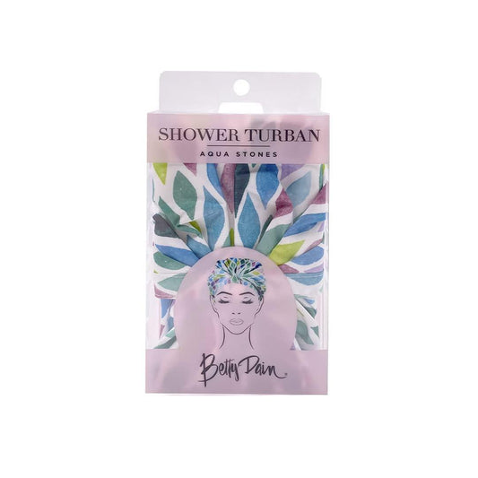 Betty Dain Turban Shower Cap Aqua Stones